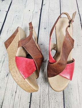 NATURALIZER N5 COMFORT | Payton leather wedge heel open toe sling back sandals